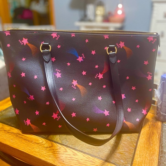 Blue Coach tote bag/purse with stars - Picture 2 of 5